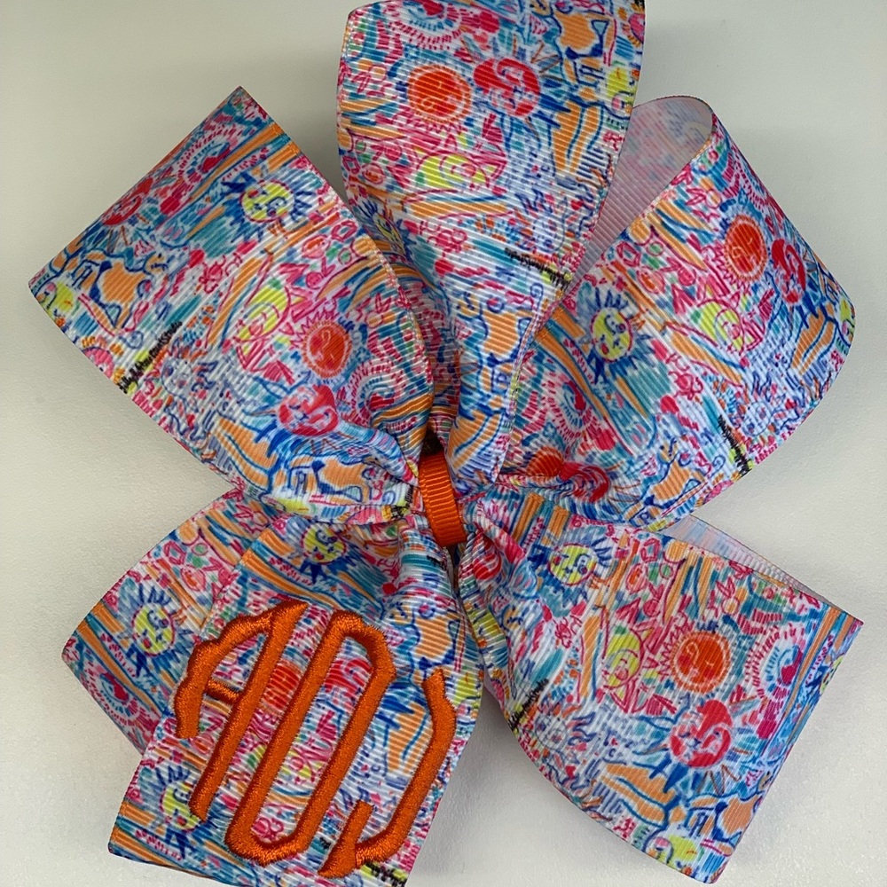 Monogram Hair Bow, Boutique Floral Large Summer